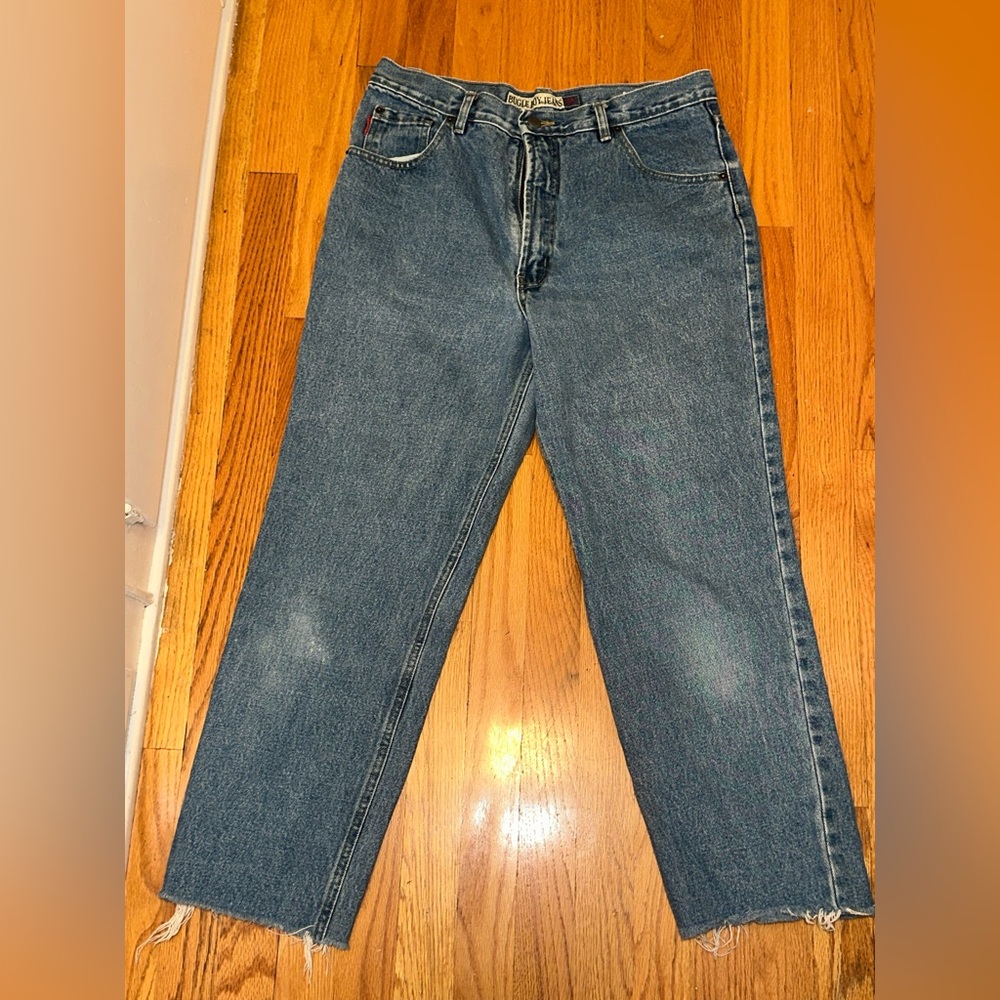 medium wash bugle boy mom jeans